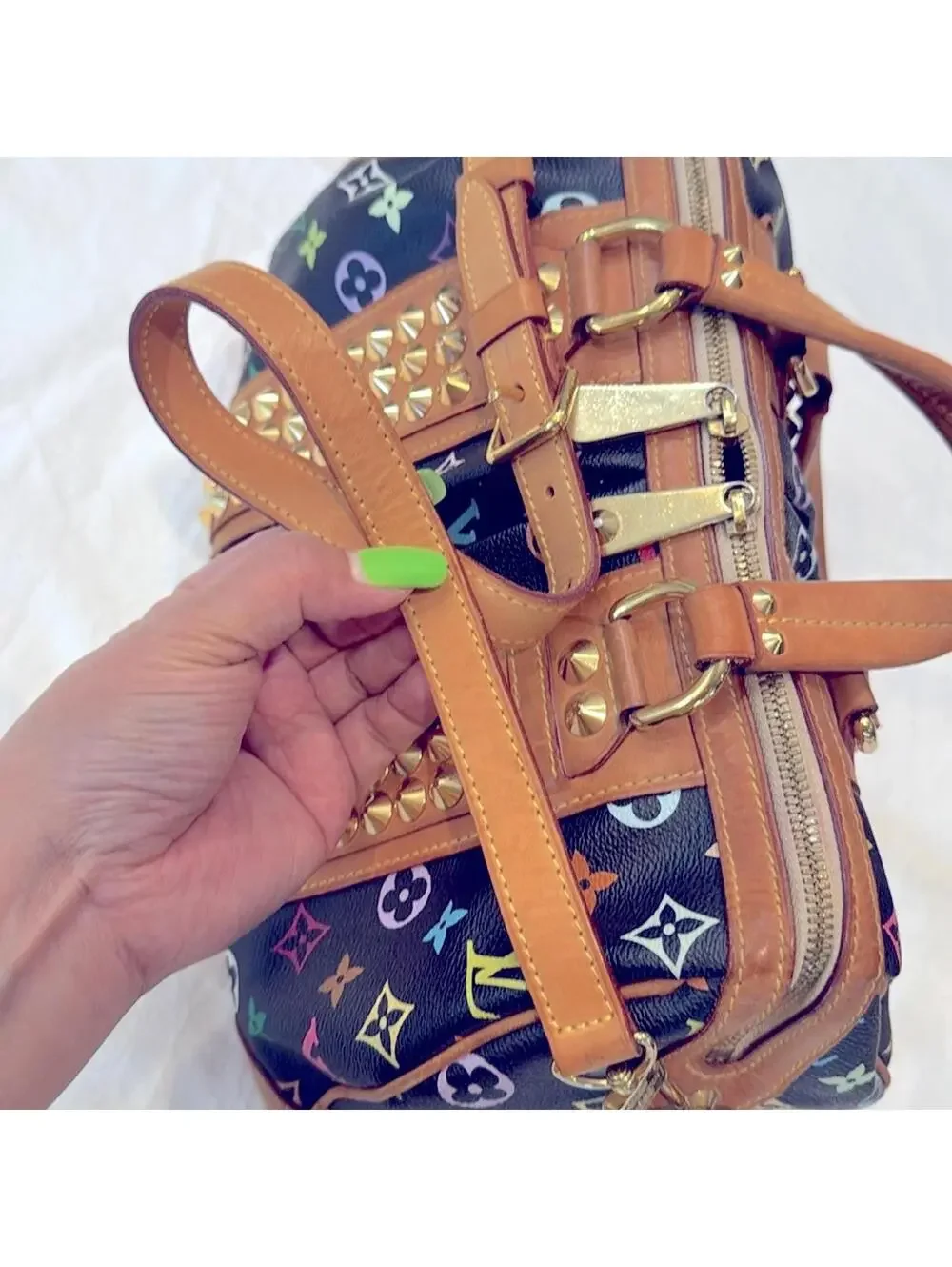 Authentic Louis Vuitton White Noir Multicolor Courtney MM bag